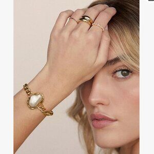 18K Gold-Plated Chunky Cuban Oval Link Chain Bracelet